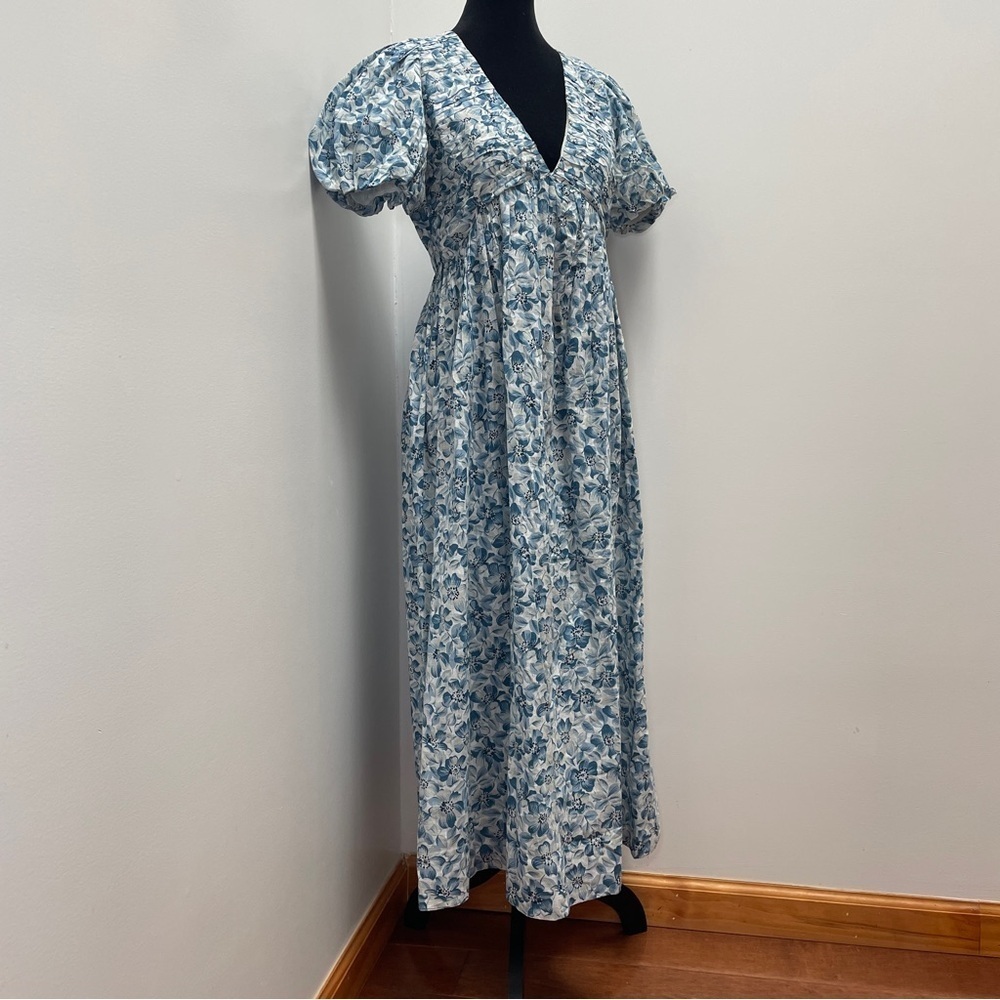 NEW! The Great.- The Gallery Dress Light Sky Pressed Floral Size S Blue - Picture 2 of 16